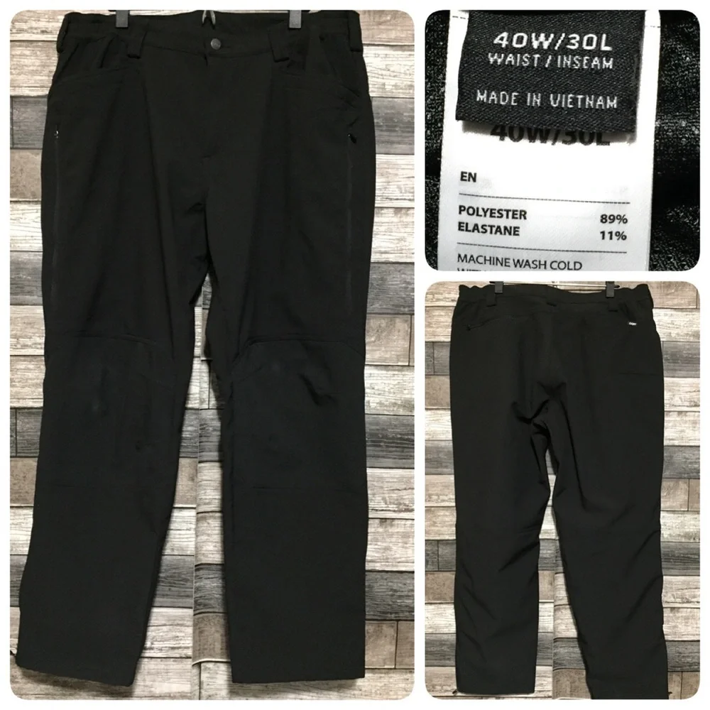 CQR Fleece Lined Pants Men’s 40x30 Black Stretch Ankle Zip
